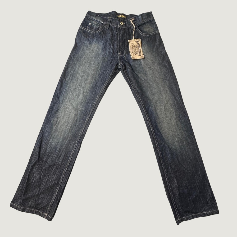 Southpole Jeans Mens 30x32 Straight Leg Dark Wash Embroidered Streetwear NEW